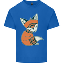 A Cute Tribal Fox Mens Cotton T-Shirt Tee Top Royal Blue