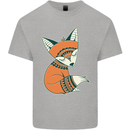 A Cute Tribal Fox Mens Cotton T-Shirt Tee Top Sports Grey
