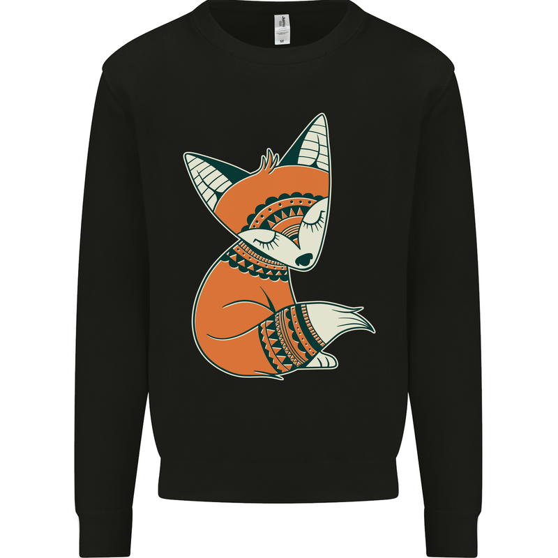 A Cute Tribal Fox Mens Sweatshirt Jumper Black