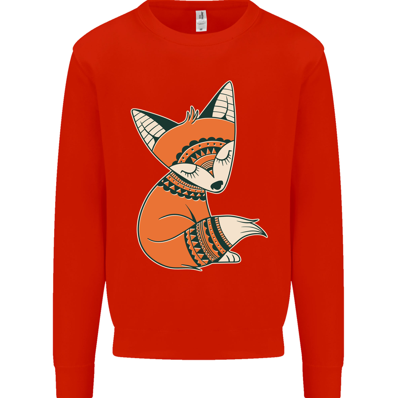 A Cute Tribal Fox Mens Sweatshirt Jumper Bright Red