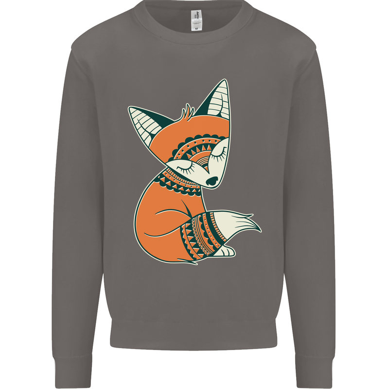 A Cute Tribal Fox Mens Sweatshirt Jumper Charcoal