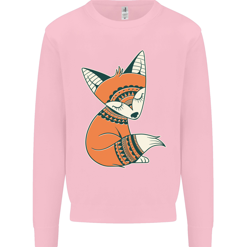 A Cute Tribal Fox Mens Sweatshirt Jumper Light Pink