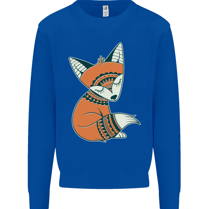A Cute Tribal Fox Mens Sweatshirt Jumper Royal Blue