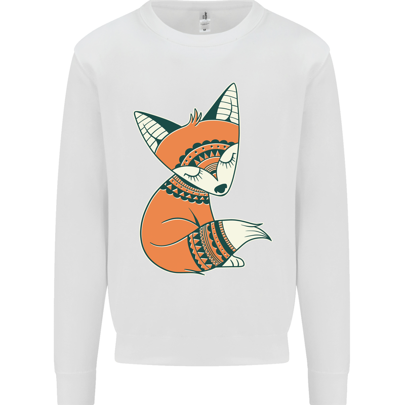 A Cute Tribal Fox Mens Sweatshirt Jumper White