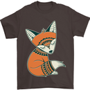A Cute Tribal Fox Mens T-Shirt 100% Cotton Dark Chocolate