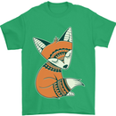 A Cute Tribal Fox Mens T-Shirt 100% Cotton Irish Green