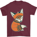 A Cute Tribal Fox Mens T-Shirt 100% Cotton Maroon