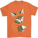 A Cute Tribal Fox Mens T-Shirt 100% Cotton Orange