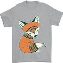 A Cute Tribal Fox Mens T-Shirt 100% Cotton Sports Grey