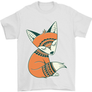 A Cute Tribal Fox Mens T-Shirt 100% Cotton White