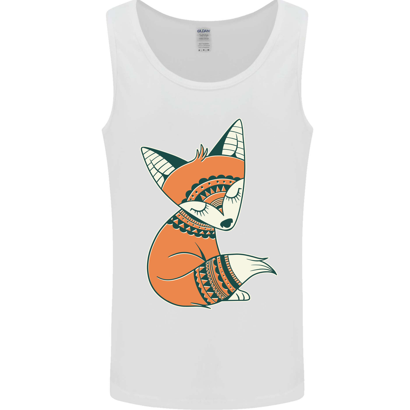 A Cute Tribal Fox Mens Vest Tank Top White
