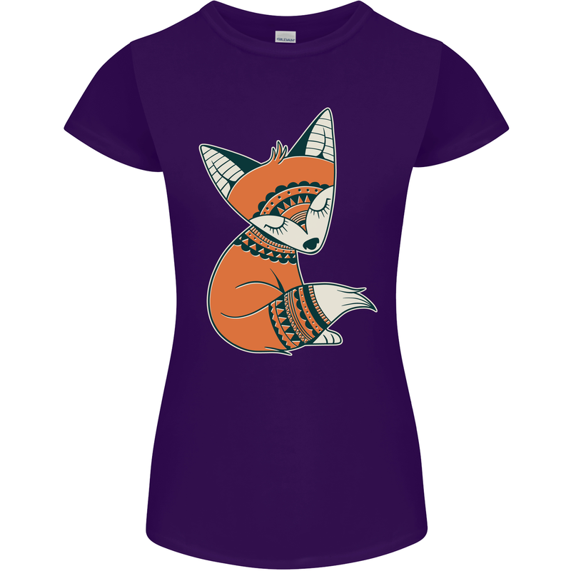 A Cute Tribal Fox Womens Petite Cut T-Shirt Purple