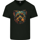 A Cute Yorkshire Terrier Dog Mens V-Neck Cotton T-Shirt Black
