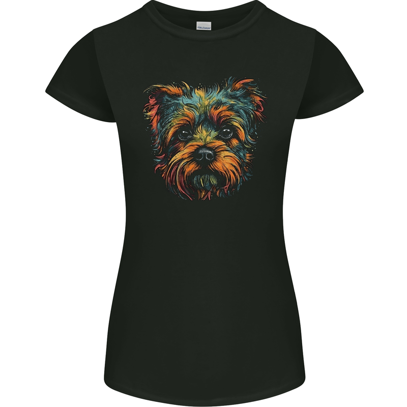 A Cute Yorkshire Terrier Dog Womens Petite Cut T-Shirt Black