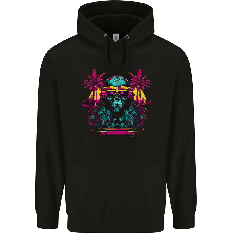 A Cyberpunk Monkey Childrens Kids Hoodie Black