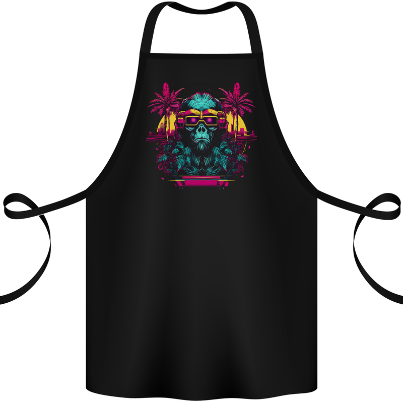 A Cyberpunk Monkey Cotton Apron 100% Organic Black