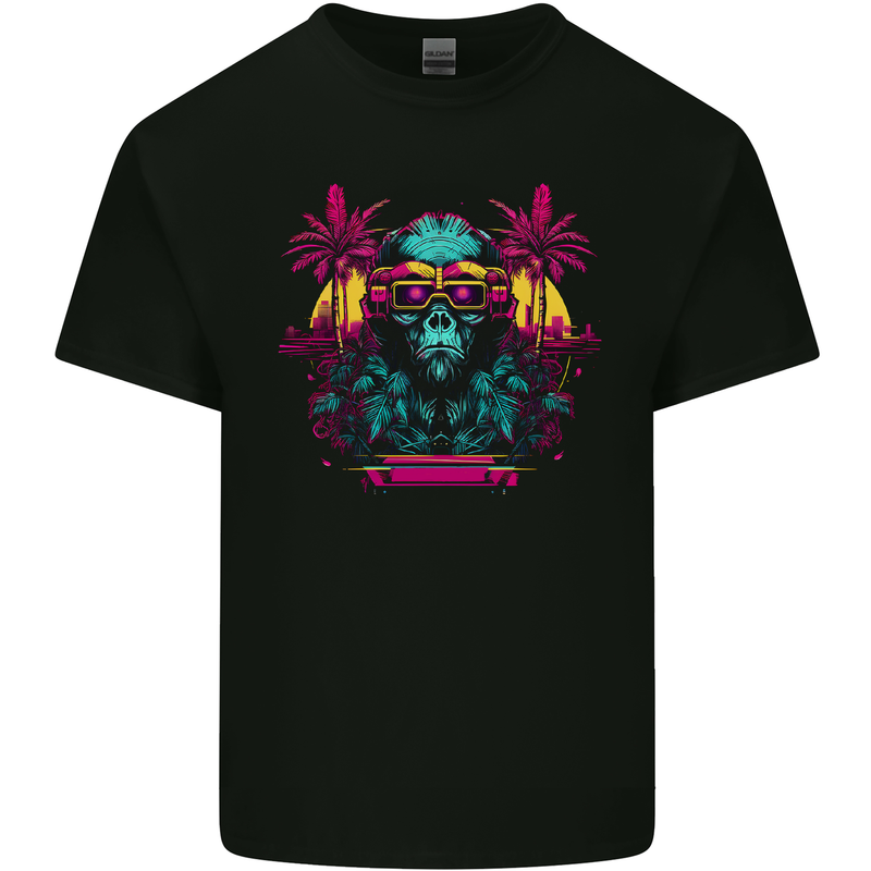 A Cyberpunk Monkey Kids T-Shirt Childrens Black