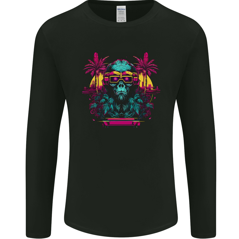 A Cyberpunk Monkey Mens Long Sleeve T-Shirt Black