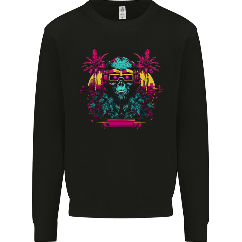 A Cyberpunk Monkey Mens Sweatshirt Jumper Black