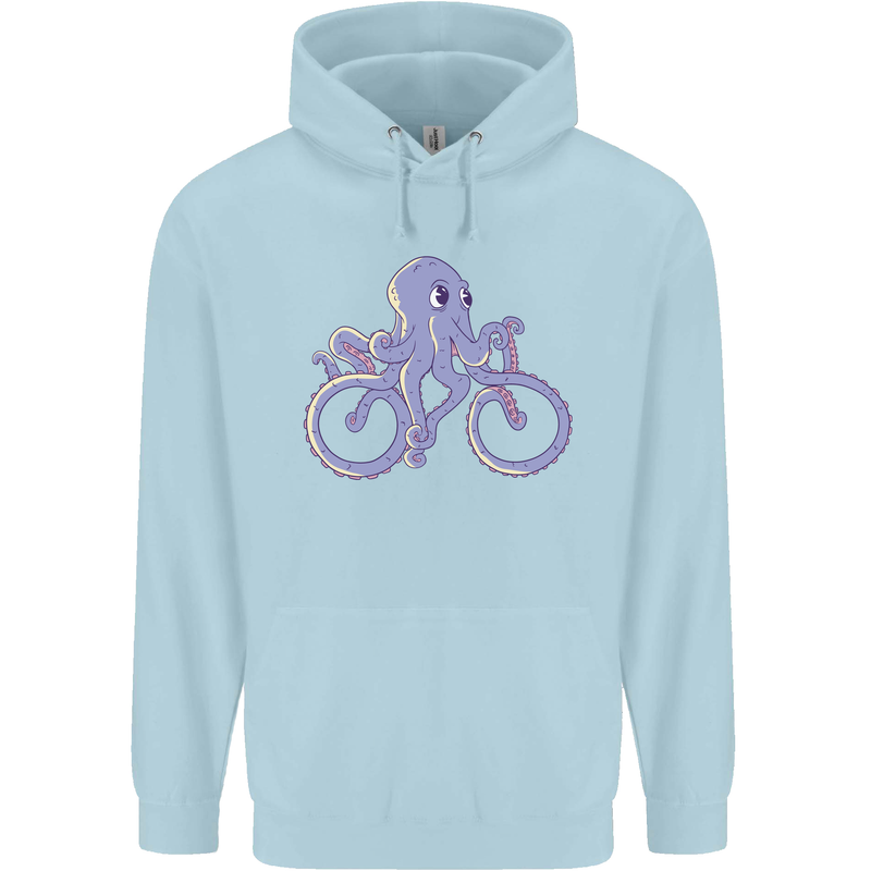 A Cycling Octopus Funny Cyclist Bicycle Childrens Kids Hoodie Light Blue