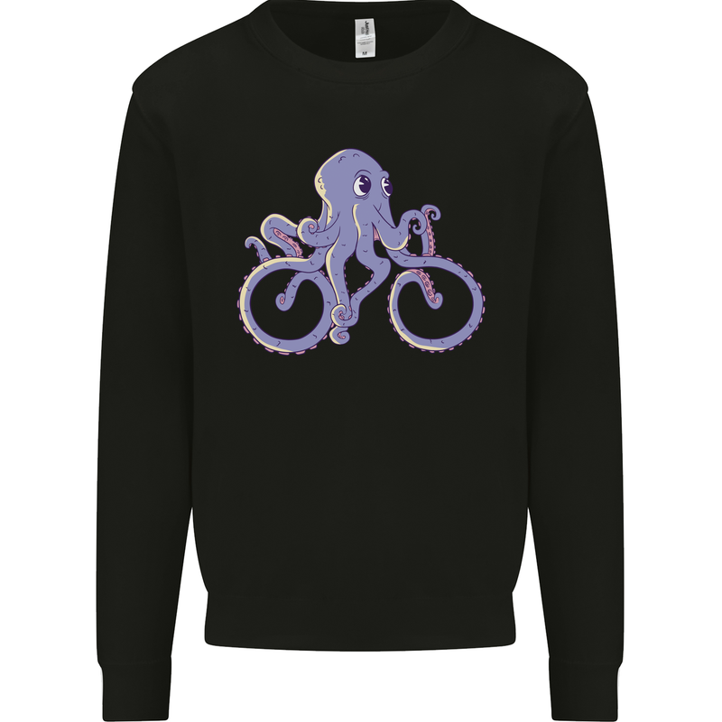 A Cycling Octopus Funny Cyclist Bicycle Kids Sweatshirt Jumper Black