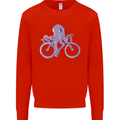 A Cycling Octopus Funny Cyclist Bicycle Kids Sweatshirt Jumper Bright Red