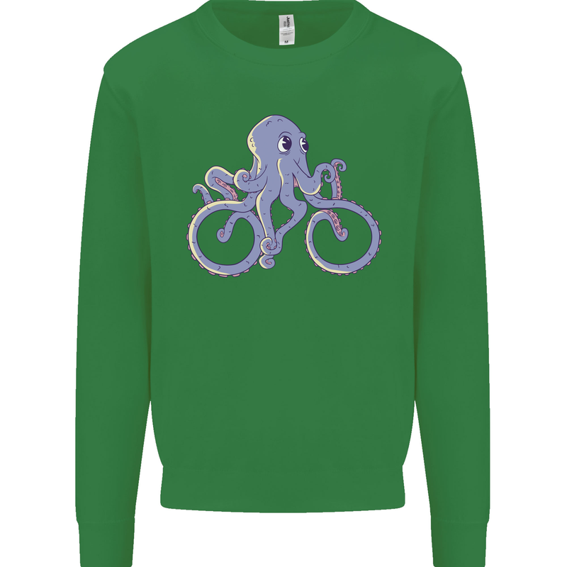 A Cycling Octopus Funny Cyclist Bicycle Kids Sweatshirt Jumper Irish Green