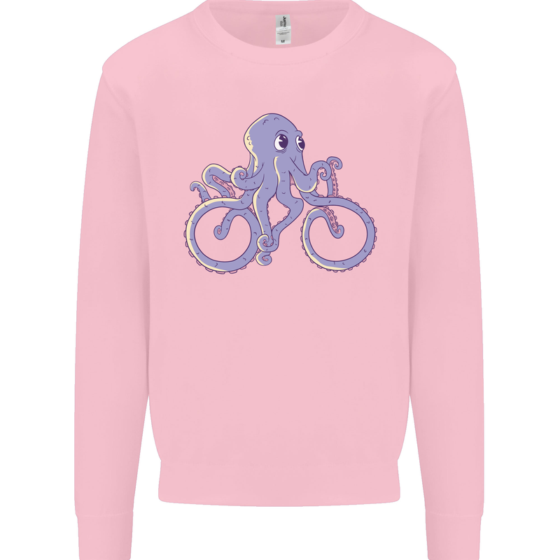 A Cycling Octopus Funny Cyclist Bicycle Kids Sweatshirt Jumper Light Pink