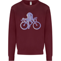 A Cycling Octopus Funny Cyclist Bicycle Kids Sweatshirt Jumper Maroon
