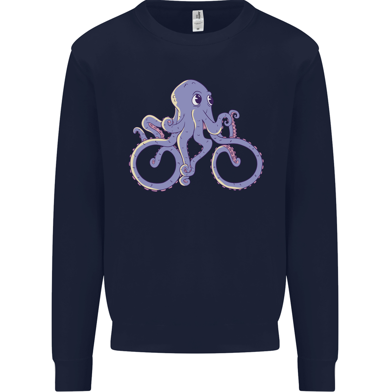 A Cycling Octopus Funny Cyclist Bicycle Kids Sweatshirt Jumper Navy Blue