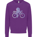 A Cycling Octopus Funny Cyclist Bicycle Kids Sweatshirt Jumper Purple