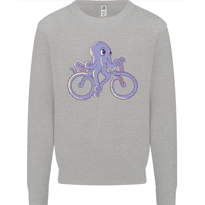 A Cycling Octopus Funny Cyclist Bicycle Kids Sweatshirt Jumper Sports Grey