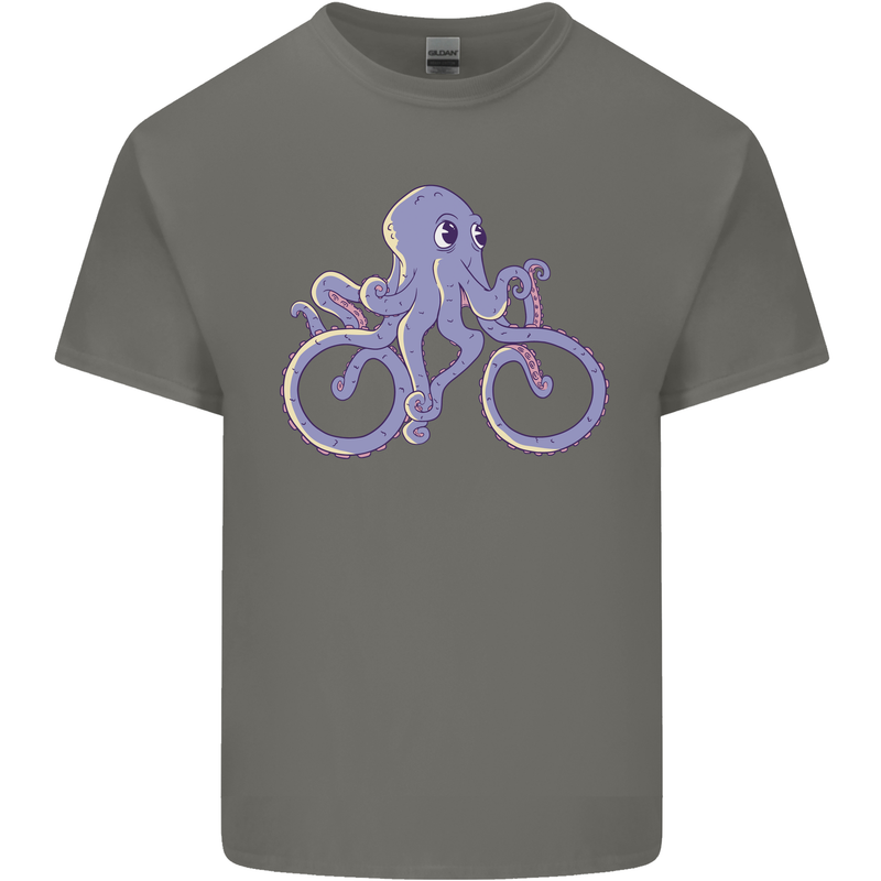 A Cycling Octopus Funny Cyclist Bicycle Kids T-Shirt Childrens Charcoal