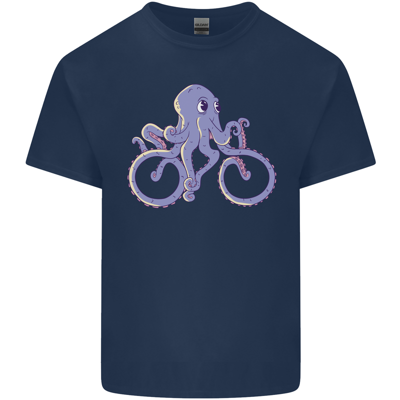 A Cycling Octopus Funny Cyclist Bicycle Kids T-Shirt Childrens Navy Blue
