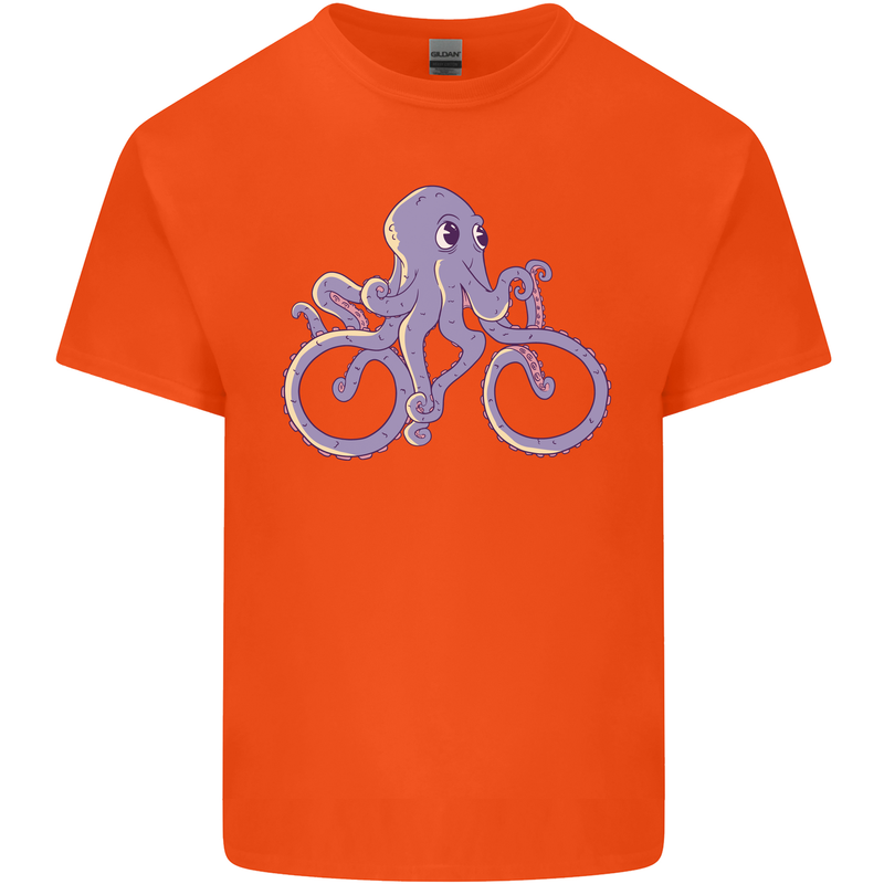 A Cycling Octopus Funny Cyclist Bicycle Kids T-Shirt Childrens Orange