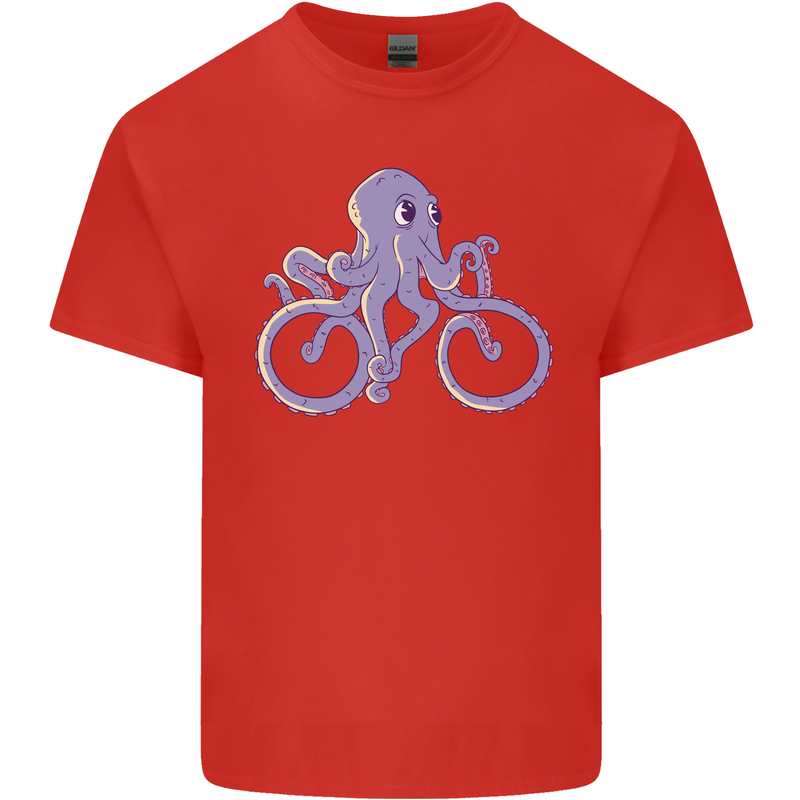 A Cycling Octopus Funny Cyclist Bicycle Kids T-Shirt Childrens Red