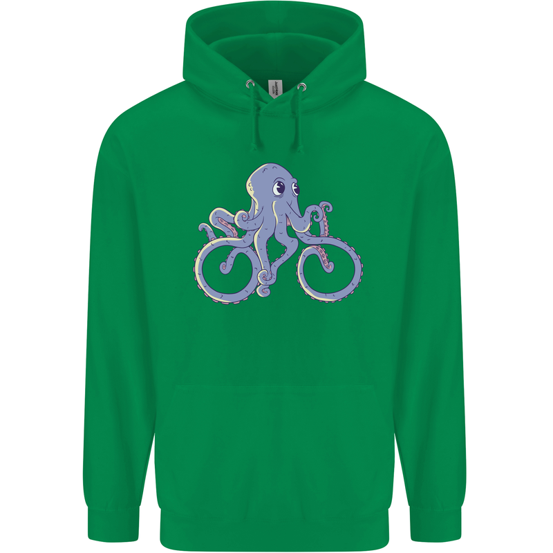 A Cycling Octopus Funny Cyclist Bicycle Mens 80% Cotton Hoodie Irish Green