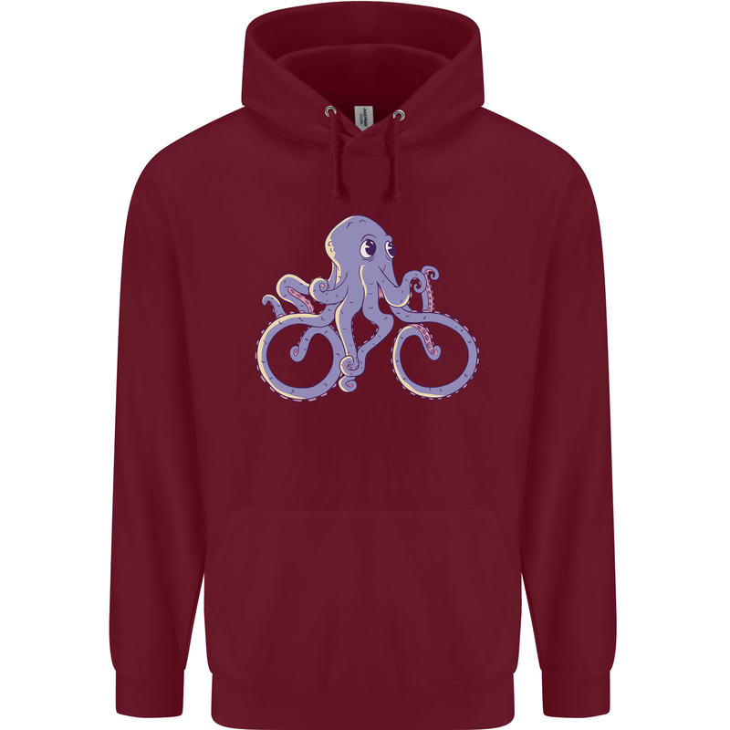 A Cycling Octopus Funny Cyclist Bicycle Mens 80% Cotton Hoodie Maroon