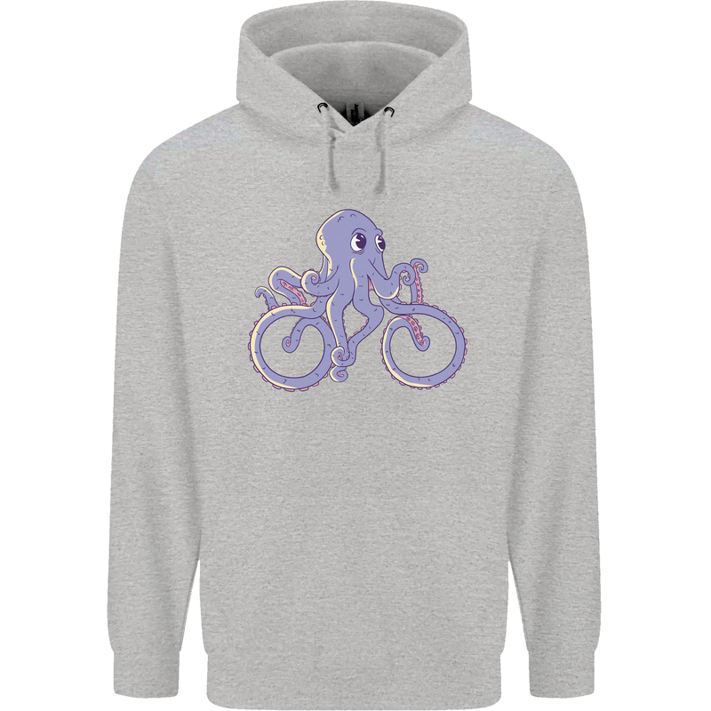 A Cycling Octopus Funny Cyclist Bicycle Mens 80% Cotton Hoodie Sports Grey