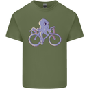 A Cycling Octopus Funny Cyclist Bicycle Mens Cotton T-Shirt Tee Top Military Green