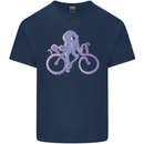 A Cycling Octopus Funny Cyclist Bicycle Mens Cotton T-Shirt Tee Top Navy Blue