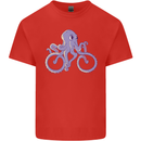 A Cycling Octopus Funny Cyclist Bicycle Mens Cotton T-Shirt Tee Top Red