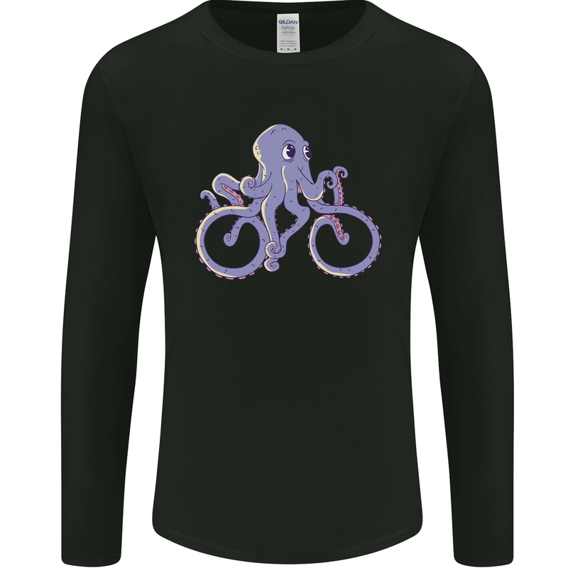 A Cycling Octopus Funny Cyclist Bicycle Mens Long Sleeve T-Shirt Black