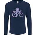 A Cycling Octopus Funny Cyclist Bicycle Mens Long Sleeve T-Shirt Navy Blue
