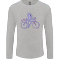 A Cycling Octopus Funny Cyclist Bicycle Mens Long Sleeve T-Shirt Sports Grey