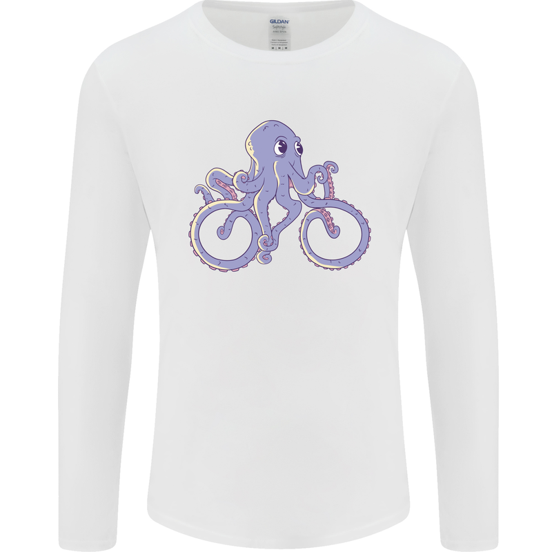 A Cycling Octopus Funny Cyclist Bicycle Mens Long Sleeve T-Shirt White