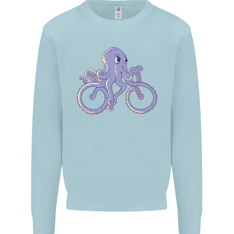A Cycling Octopus Funny Cyclist Bicycle Mens Sweatshirt Jumper Light Blue