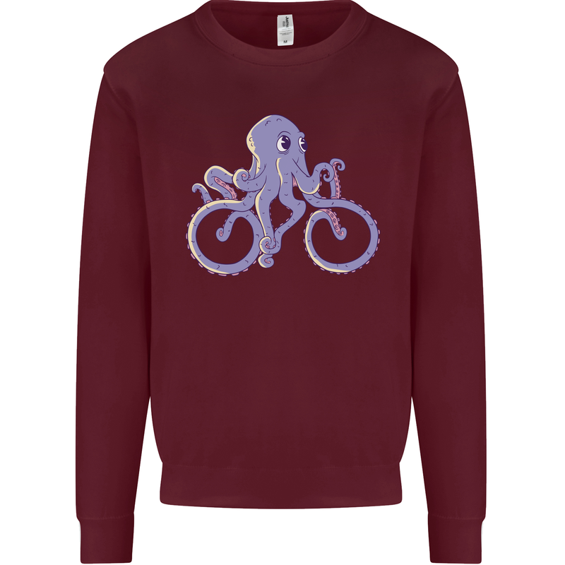 A Cycling Octopus Funny Cyclist Bicycle Mens Sweatshirt Jumper Maroon