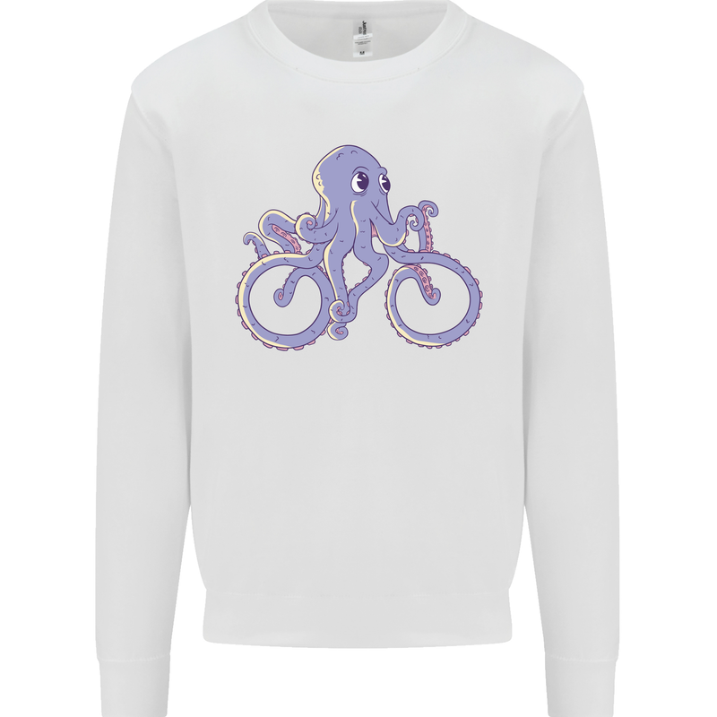 A Cycling Octopus Funny Cyclist Bicycle Mens Sweatshirt Jumper White