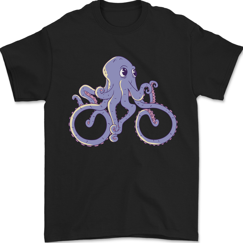 A Cycling Octopus Funny Cyclist Bicycle Mens T-Shirt 100% Cotton Black